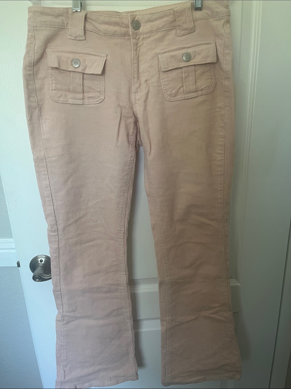 Women's Light Pink Flare Cut Corduroy Pants